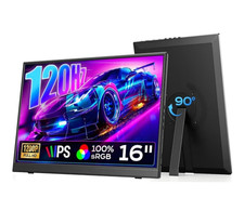 16" Portable Monitor 120Hz 1200P FHD IPS USB-C HDMI Gaming 100 sRGB 16:10. NEW