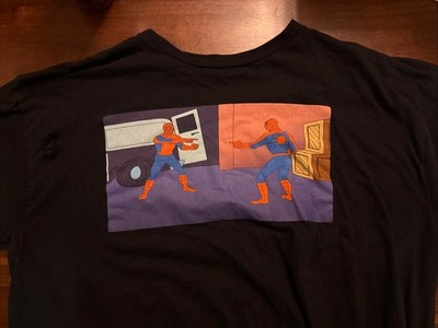 Marvel Comics Spiderman Graphic T Shirt Mens XL Black Meme Retro 