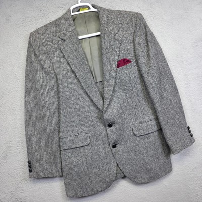 Vintage Foxx Sports Coat Mens 40 Wool Tweed Herringbone Blazer Preppy Academia