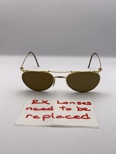 Vintage Ray-Ban Sunglasses W1761 B L Mens Arista Gold Oval Deco Metal Frame