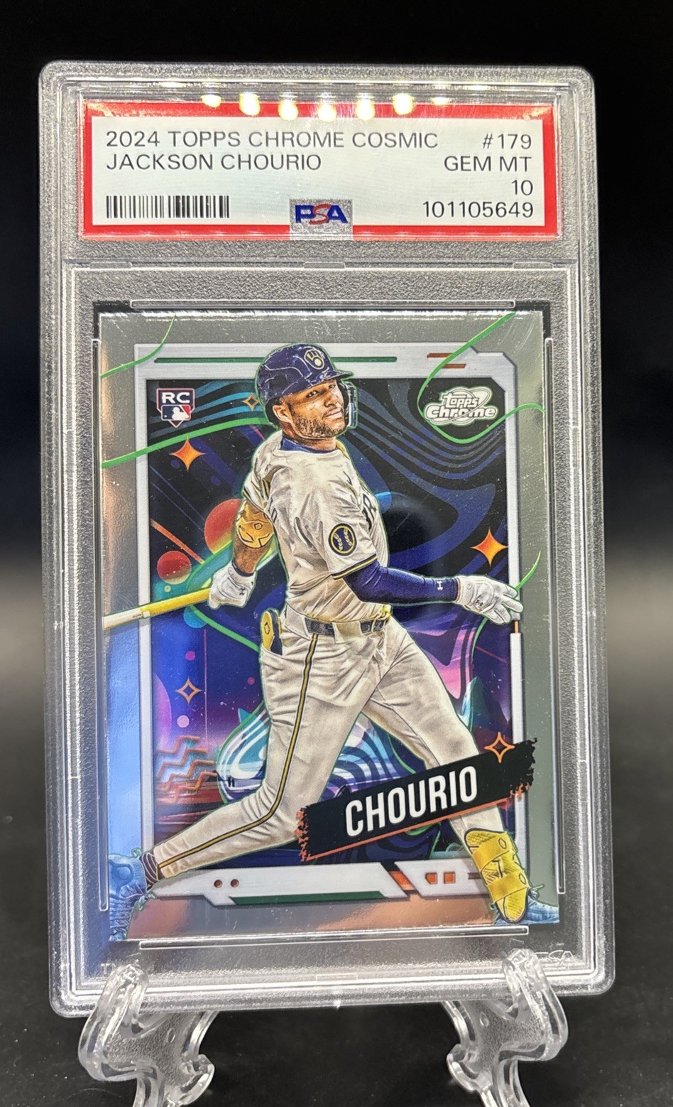 2024 Topps Cosmic Chrome Jackson Chourio #179 (RC) PSA 10