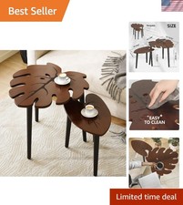 Elegant Monstera Leaf Nesting Tables Set of 2 - Modern Tropical Side Tables