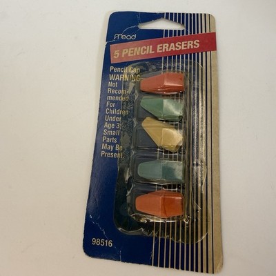 Vtg  Pencil  Erasers Mead Original Pkg Office School Assorted Colors Arrowhead