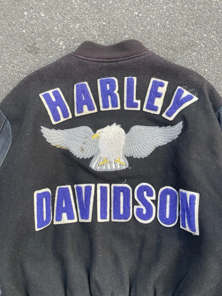Chaqueta de bombardero universitaria de cuero Harley-Davidson Scovill vintage años 70 con cremallera “staff” Foto 2 de 4
