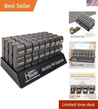 Elegant 32 Compartment Monthly Pill Organizer - Travel-Friendly  BPA Free