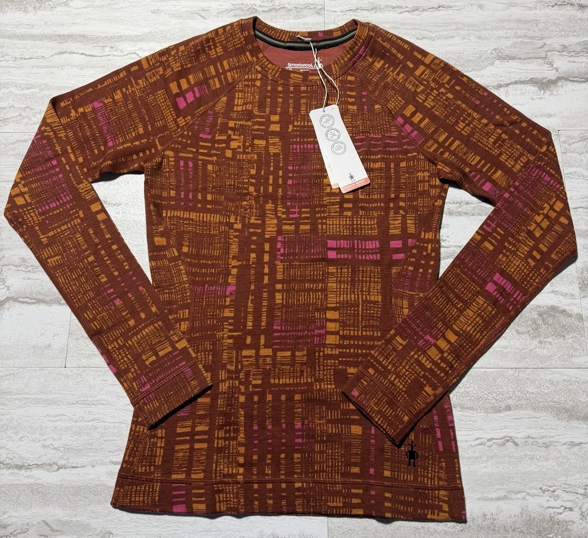 Smartwool Women's Classic Thermal Merino Base Layer Crew Pecan Brown Sz Small