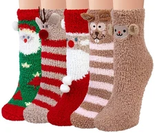 Fuzzy Socks for Women 5 Pairs Warm Fluffy Socks Winter Slipper Socks Soft Cut...