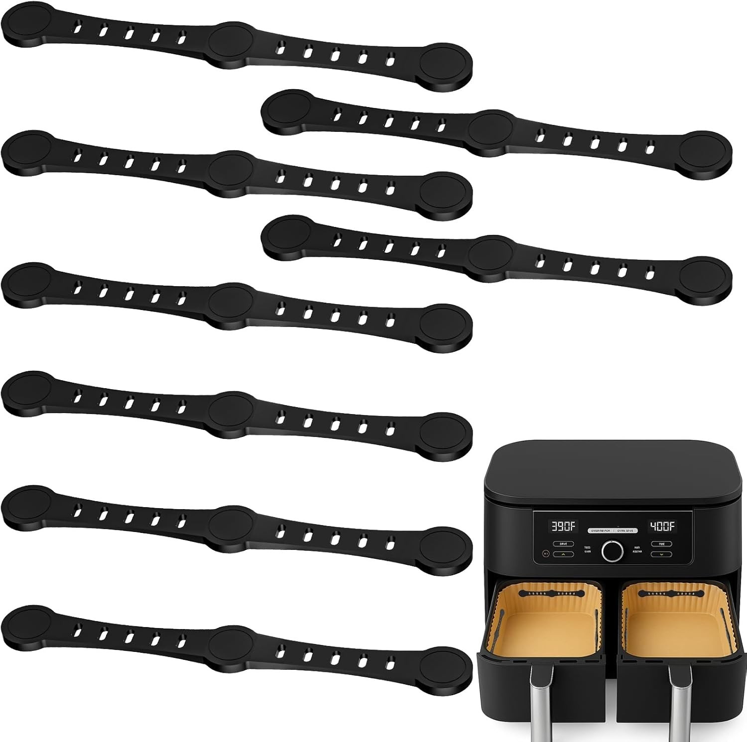 8 Stück Magnete für Airfryer Backpapier Silikon - 12cm Lang, Befestigung für