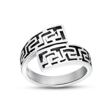 Unique Twist Wrap Greek Key .925 Silver Ring-9
