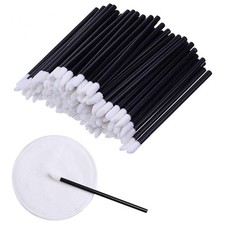 Disposable Lip Brush Pack of 50 Lipstick Lip Gloss Wands Eyeshadow Brush Black