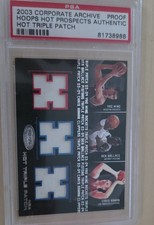 2003-04 Hoops Hot Prospects Triple Patch Yao Ming, Ben Wallace,KAMAN  PSA PROOF