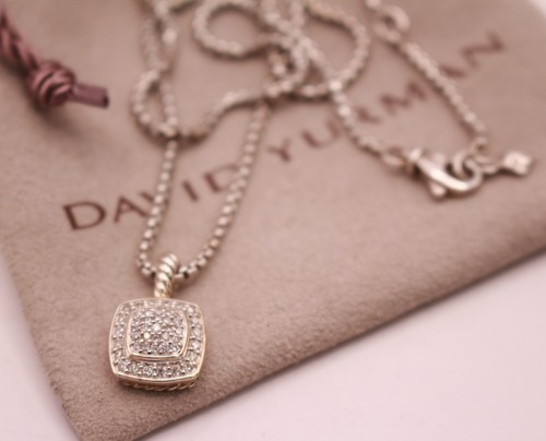 David Yurman Sterling Silver 925 Petite Albion Pave Diamond 16"-17" Necklace
