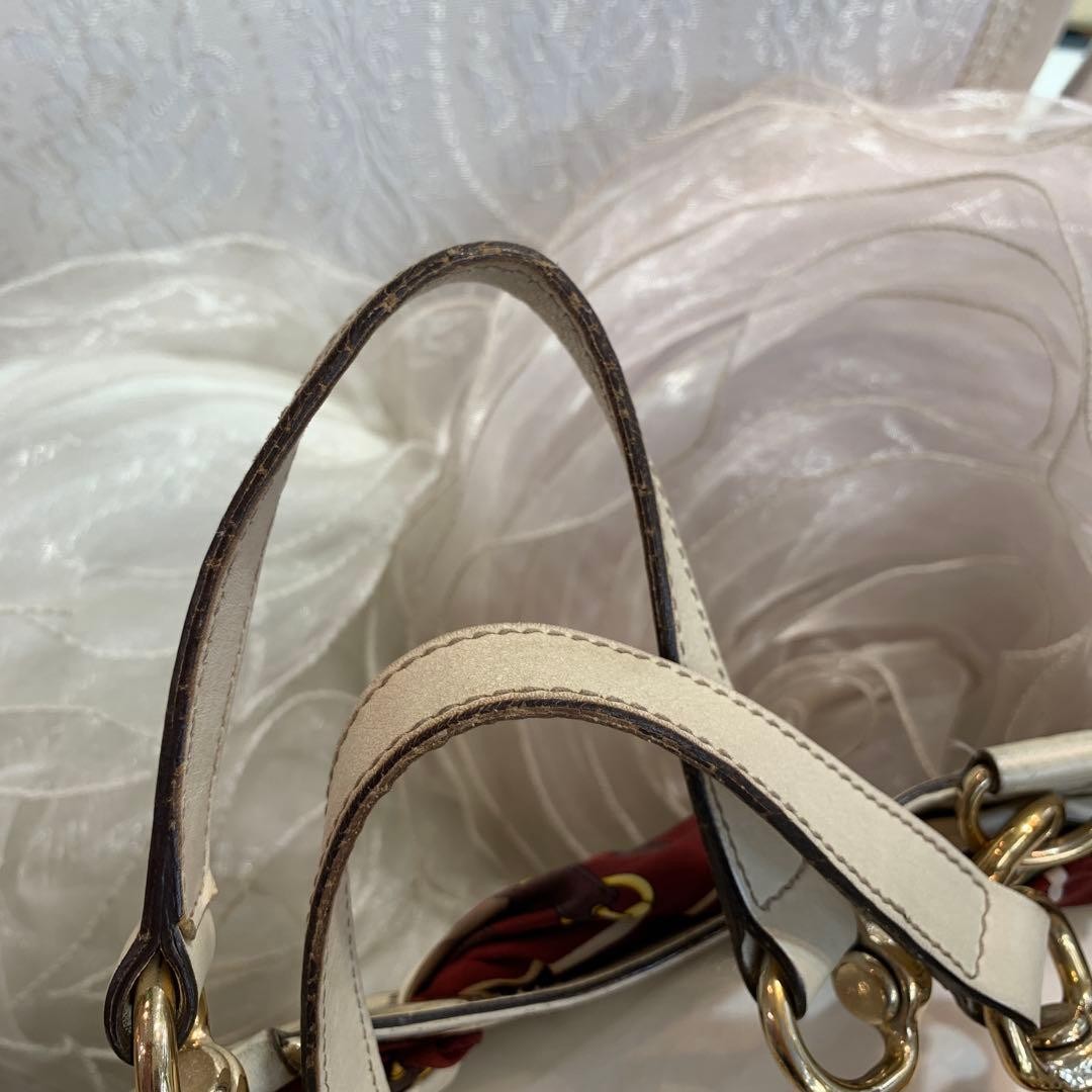 GUCCI GG Positano Tote Bag Canvas Leather Beige White Scarf Authentic VIN thumbnail 6