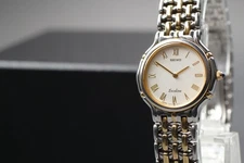 Vintage 1989 N MINT Seiko Exceline 7320-0410 Two-Tone Quartz Womens Watch JAPAN