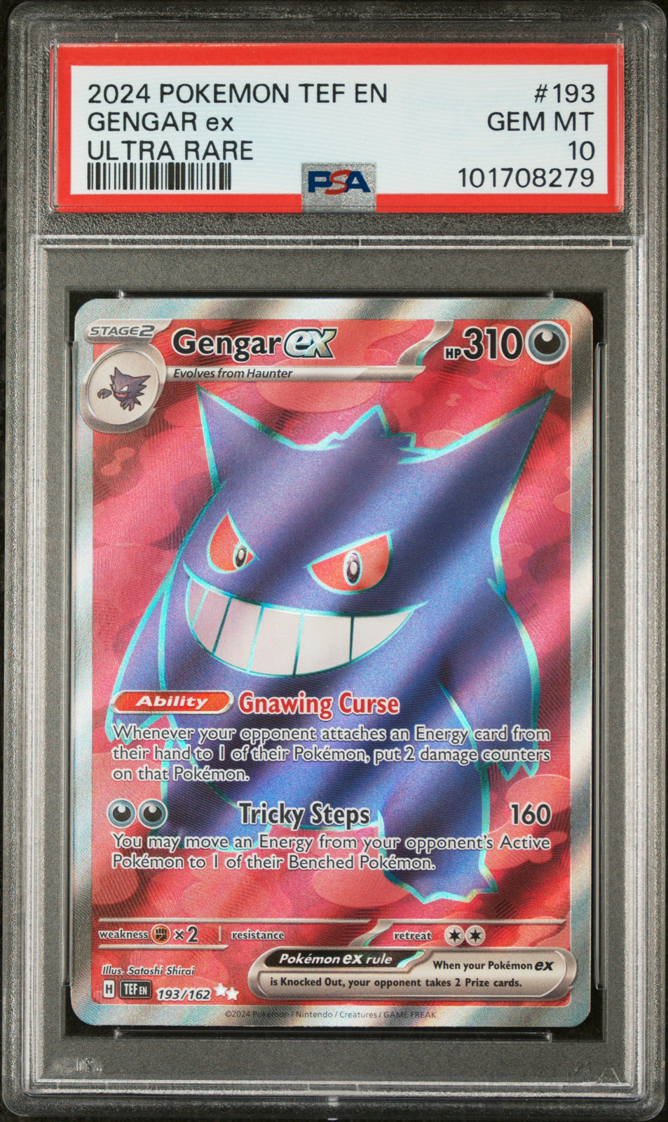 2024 POKEMON TEF EN-TEMPORAL FORCES ULTRA RARE #193 GENGAR EX PSA 10 - Main Image