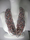 Vintage Silver Tone Beaded Multi Strand Statement Necklace Jewelry Costume