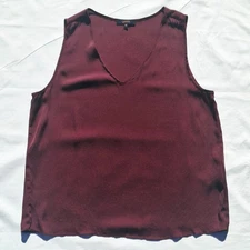 Quince Women's Washable Stretch Silk Tank Top Wine Tasting Burgundy Sleeveless M