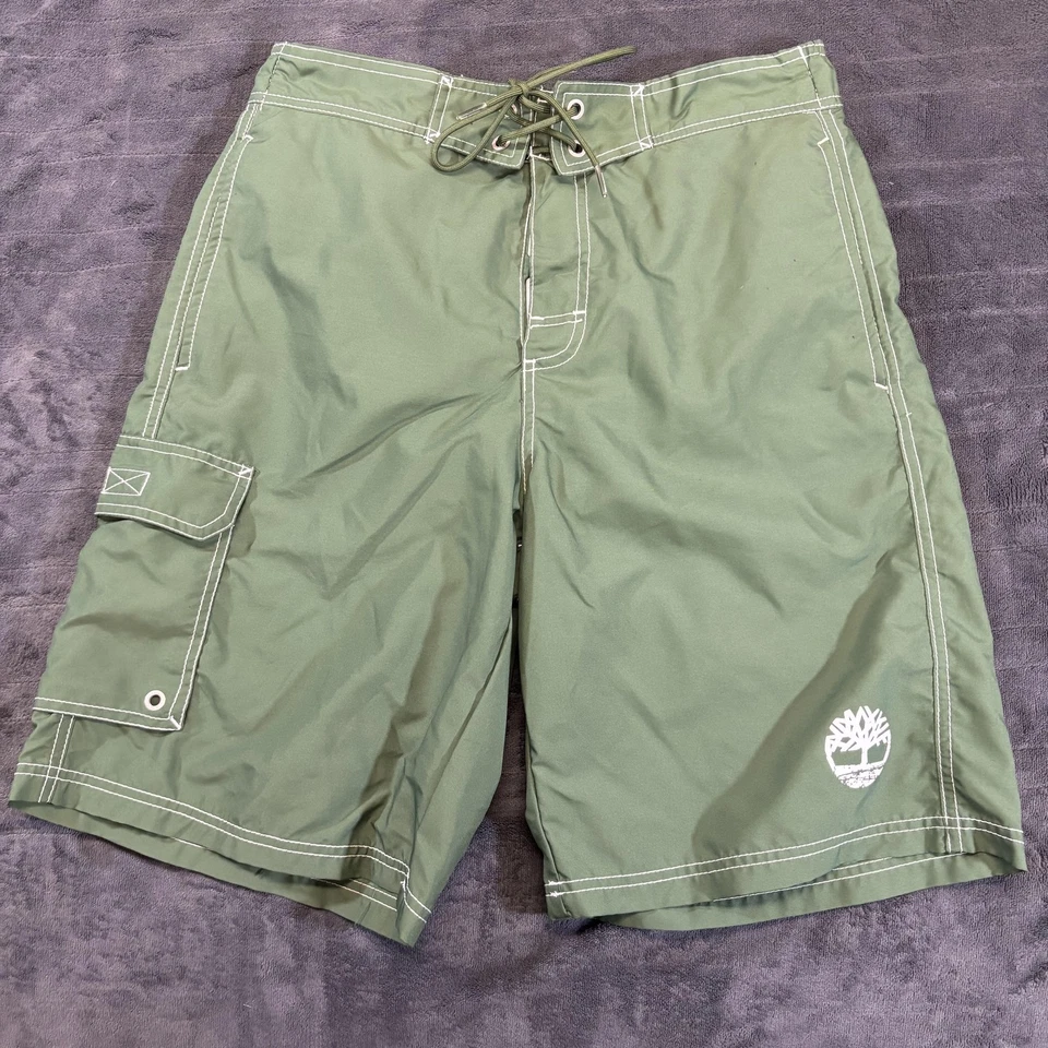 Timberland Pantalones Cortos de Natación Para Hombres Medianos Boardshorts Carga Bolsillo Cordón Natación Foto 2 de 4