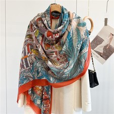 100 Cashmere Wrap Scarf Women's Jungle Leopard Long Shawl 100 200cm Red