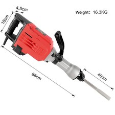 Electric Demolition 65J Corded Hammer Concrete Breaker Drill with Chisel+Case