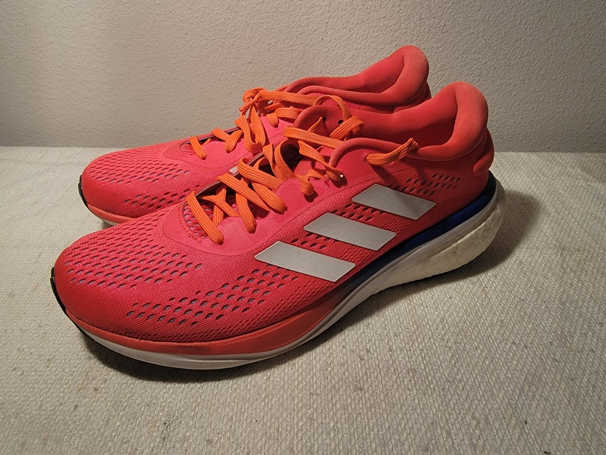 Adidas Mens Supernova Orange White Running Shoes Size EUC