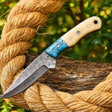 Custom Handmade Damascus Steel Fix Blade Skinning Knife Tactical EDC Hunting