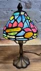 Vintage Stained Glass Table Lamp Tiffany Style Floral Mosaic Cottage Lamp Y2K