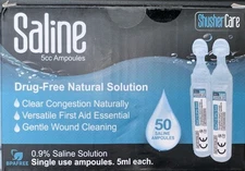 Shusher Care Saline Solution Sterile - 50 Ampoules Box EXP 03/2028 New Sealed