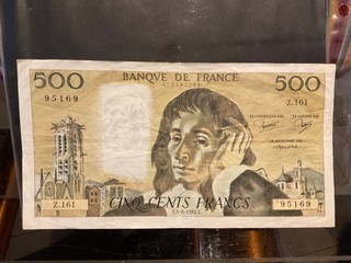 FRANCE. BEAU BILLET DE BANQUE. 500 FRANCS PASCAL. SUPERBE. 1982.BILLET RECHERCHE