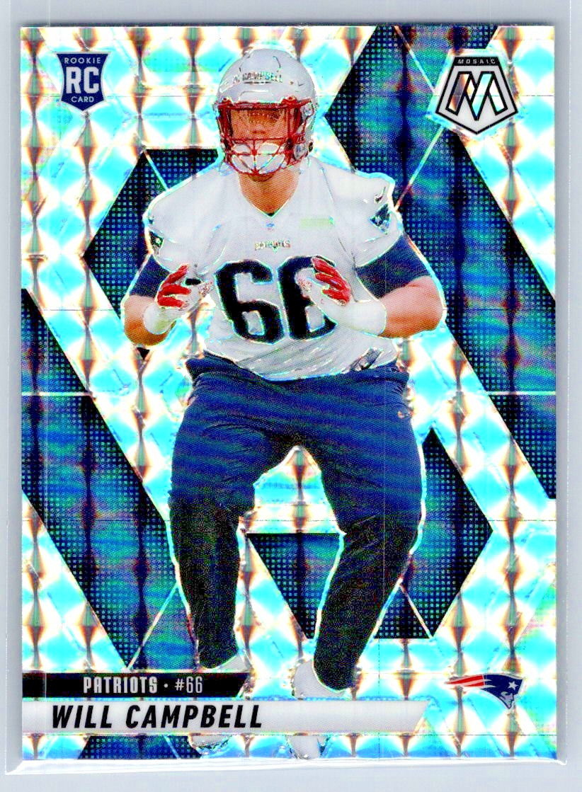 2025 Mosaic Football - Will Campbell - SILVER MOSAIC - Patriots - RC - #378