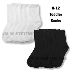 3, 6 Pack Baby & Toddler 0-12 Crew High Soft Socks Black White Boy Girl Outdoors