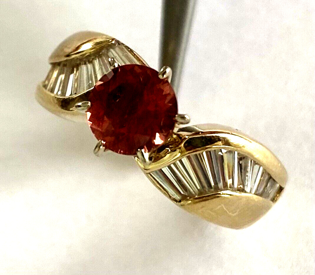 Signed 14K BJ Solid Gold Ladies Ring Natural Oran… - image 11