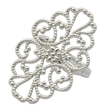 2 Ring Blanks Antiqued Silver Settings Adjustable Long Filigree Pad Ring Making 