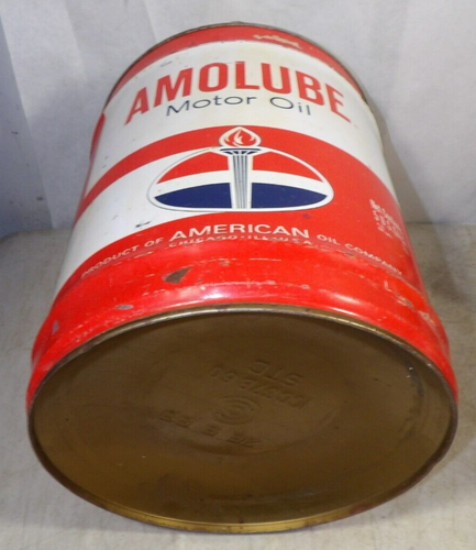 Vintage 1960s Amolube Motor Oil Empty 5-Gal Metal Can Amoco Chicago - Picture 8 of 9