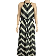 Vince Camuto blue & white Chevron halter maxi dress size 4