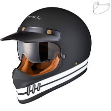 Black Royale Pureline Retro Motorcycle Helmet & Visor Sun Shield Motorbike Bike