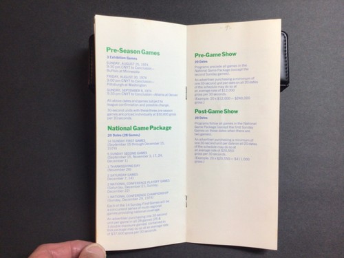 1974 NFL SPONSORS GUIDE PAMPHLET - CBS TV Advertising Game Rates - Nice Shape! - Picture 3 of 6