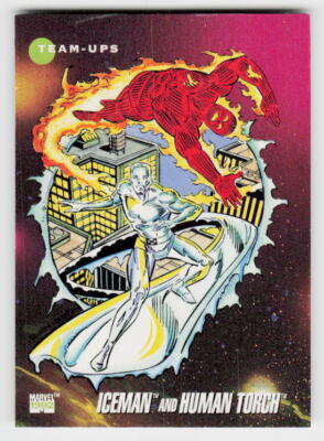 1992 Impel Marvel Universe #82 Iceman and Human Torch