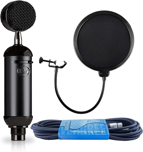 Blue Spark Blackout SL XLR Condenser Microphone Bundle with Pop Filter and 15ft