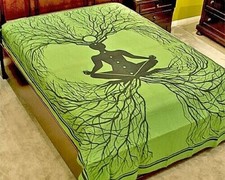 Chakra Symbols Meditation Tapestry 72" X 108" (Green/Black) - US Seller