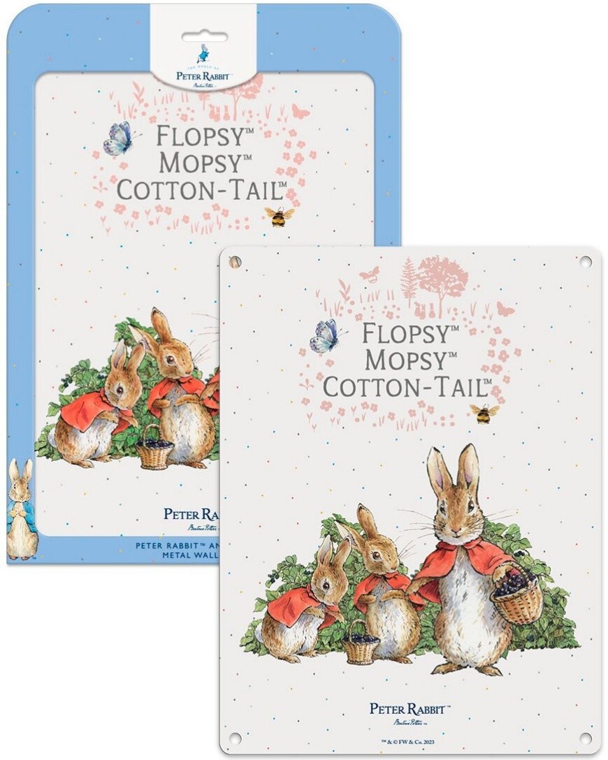 Flopsy Mopsy Cotton-Tail by Beatrix Potter Steel Sign 20cmx 15cm 6282 CLEARANCE!