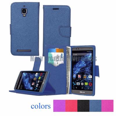 For BLU Studio One Plus S0130UU Leather Wallet w CC Slot Case + Screen Protector