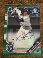 2019 Bowman Chrome Draft Nick Quintana 1st Prospect Green Auto Tigers /99 SP