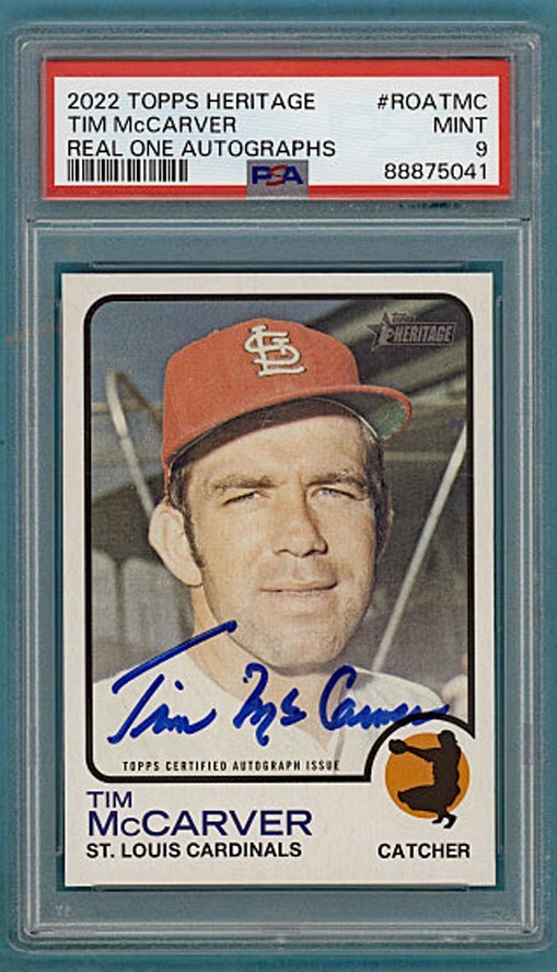 2022 Topps Heritage Real One Autographs Tim McCarver Auto #ROATMC PSA 9! POP 5!