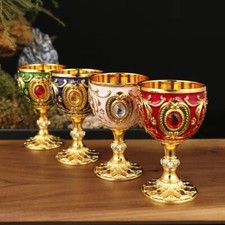 Embossed Vintage Metal Wine Cup European Style Goblet Medieval Wine GlassesGift