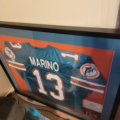 FRAMED Autographed/Signed DAN MARINO 34x41 Miami Teal Football Jersey