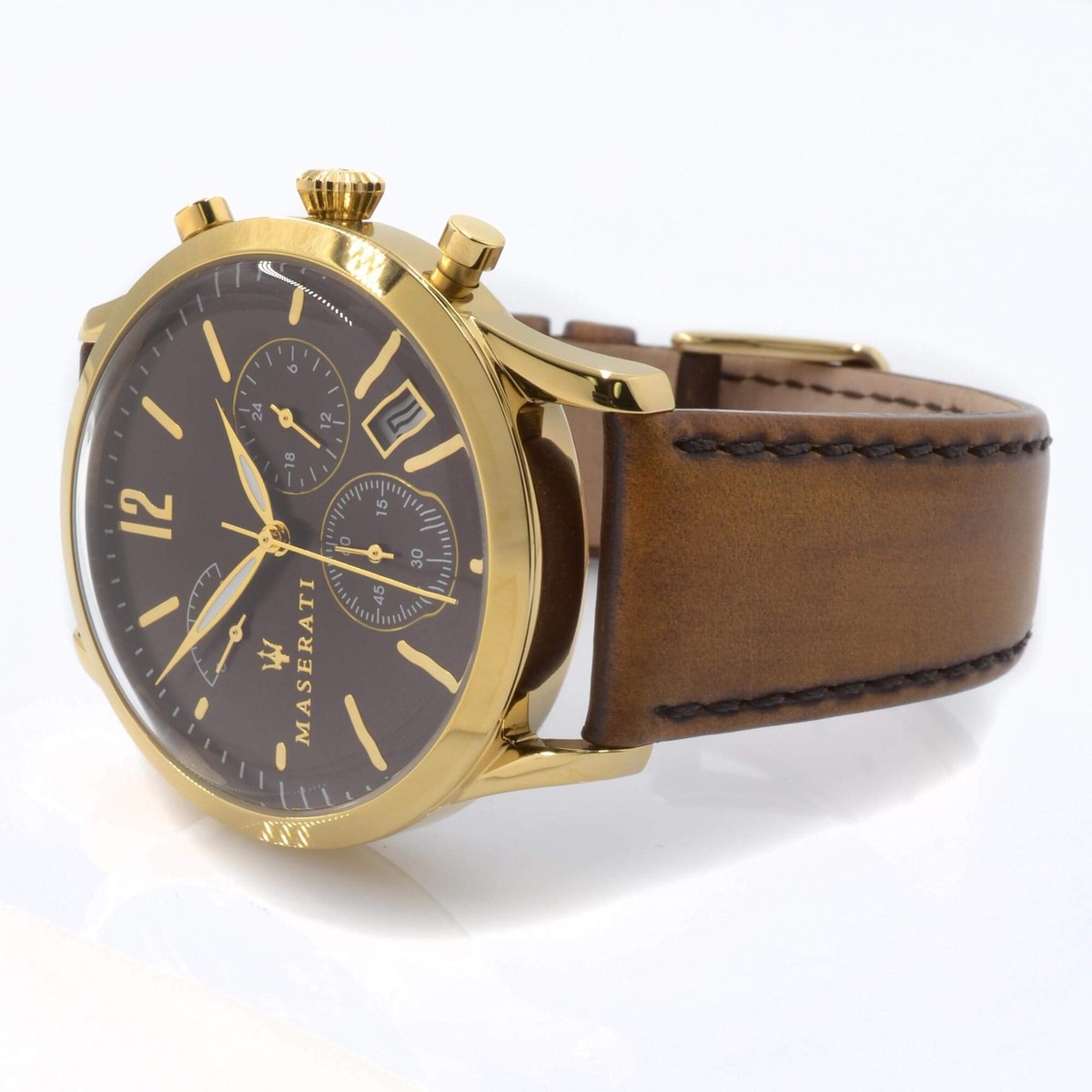 Maserati Tradizione Men's Watch Chronograph Brown Dial Leather