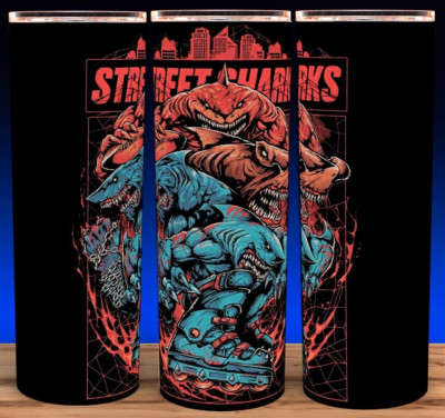 Street Sharks 90s Cup Mug Tumbler 20oz with lid and straw