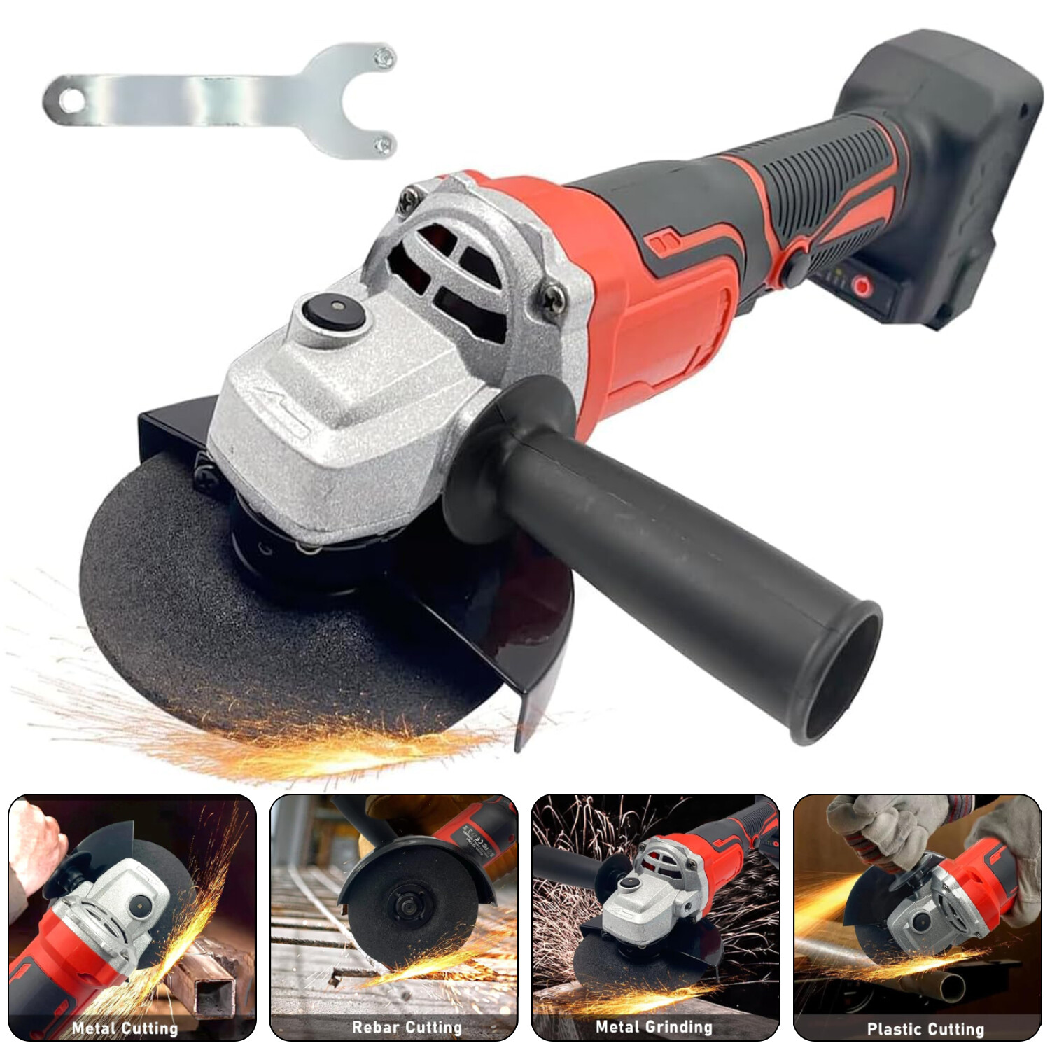 4‑1/2” Electric Brushless Cordless Angle Grinder With Battery For Makita 18V