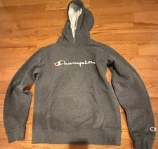 Champion Sweatshirt Pullover Hoodie Dark Gray Embroidered Youth Boys XL